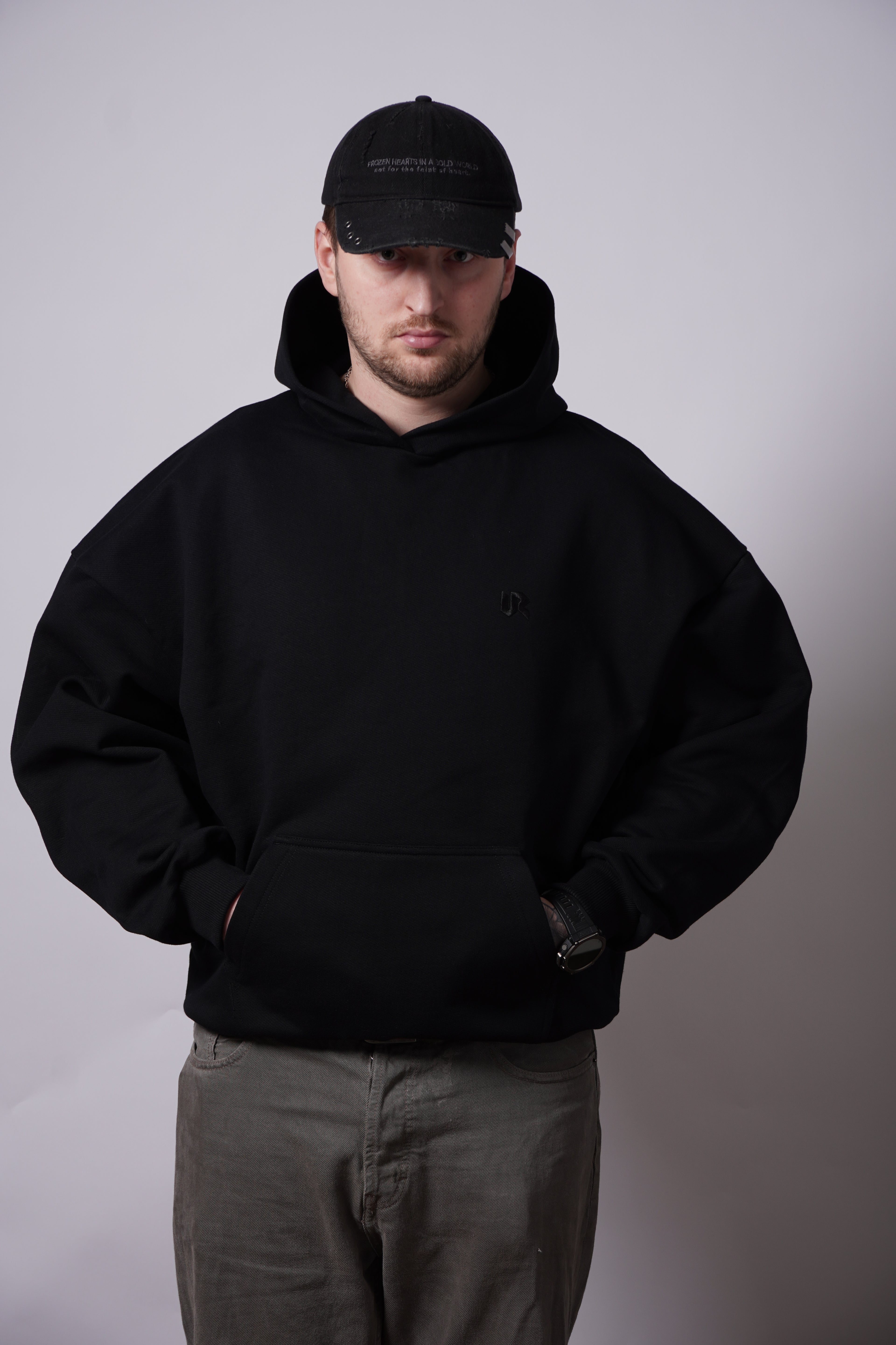 Ultra Heavy Black Hoodie 500GSM