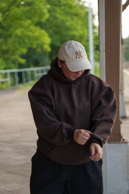 Peach Skin Brown Hoodie 350GSM