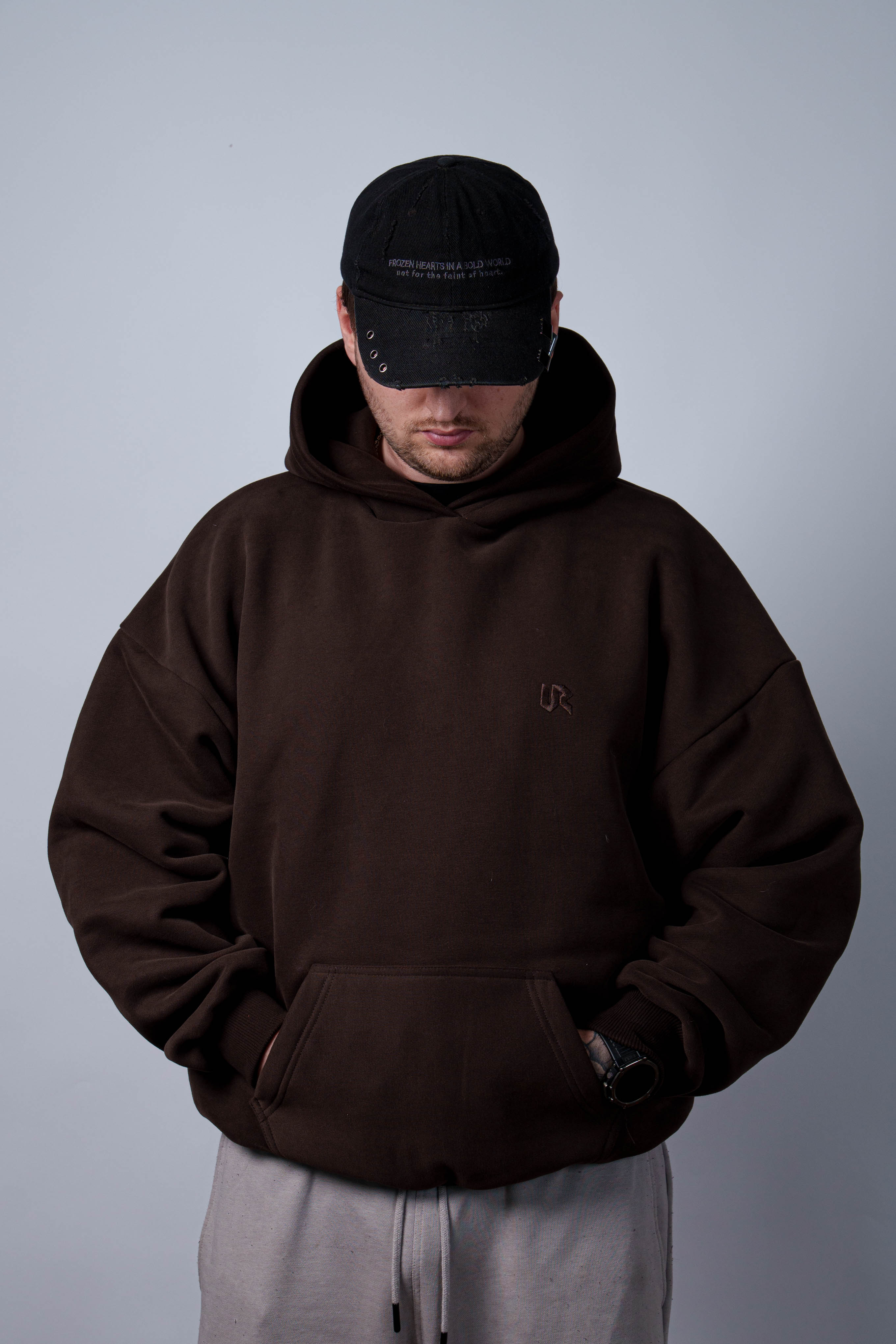Peach Skin Brown Hoodie 350GSM