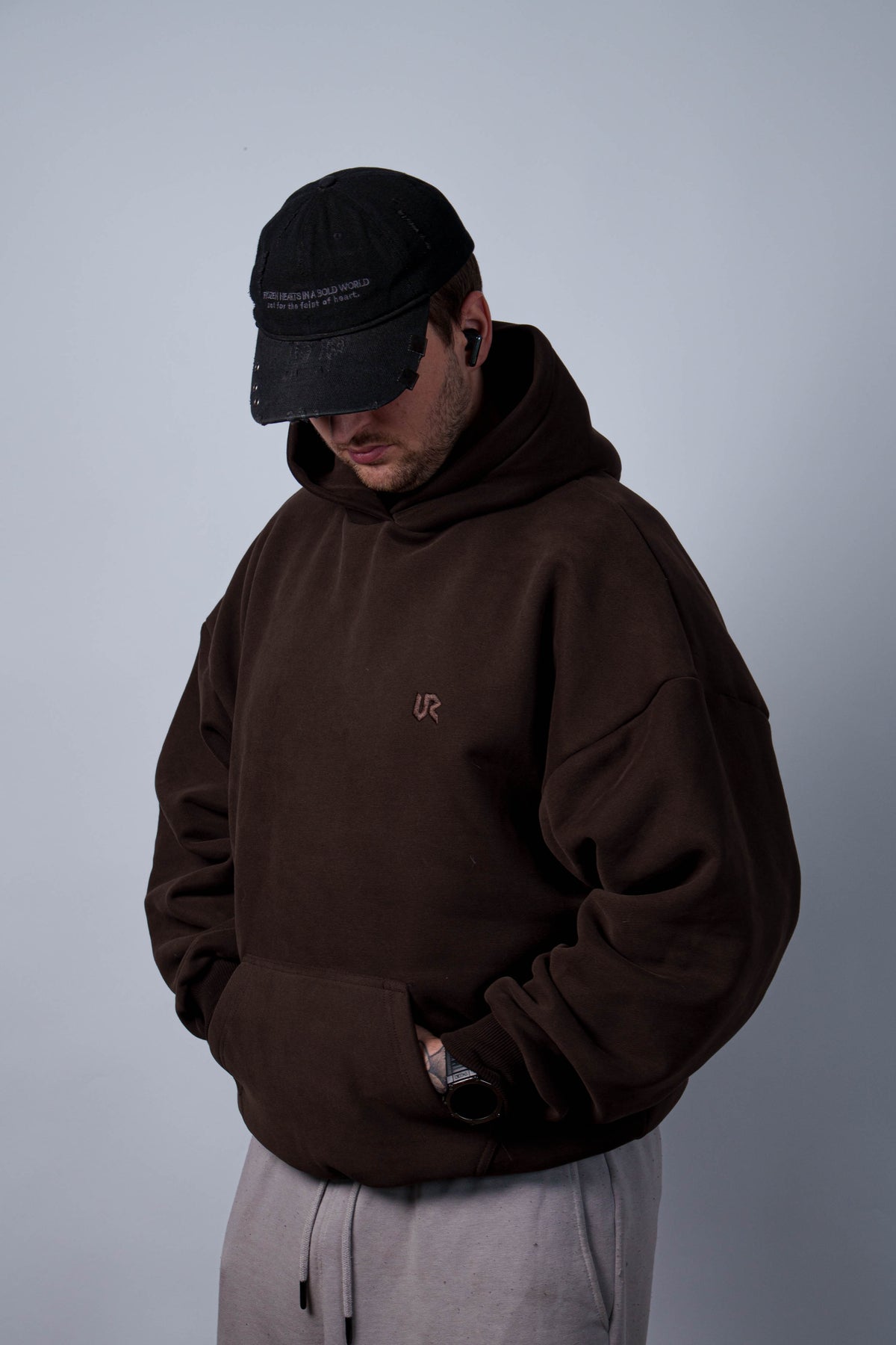 Peach Skin Brown Hoodie 350GSM