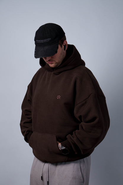 Peach Skin Brown Hoodie 350GSM