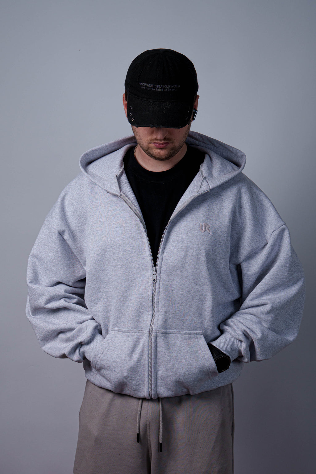 Zip Ultra Heavy Grey Hoodie 500GSM