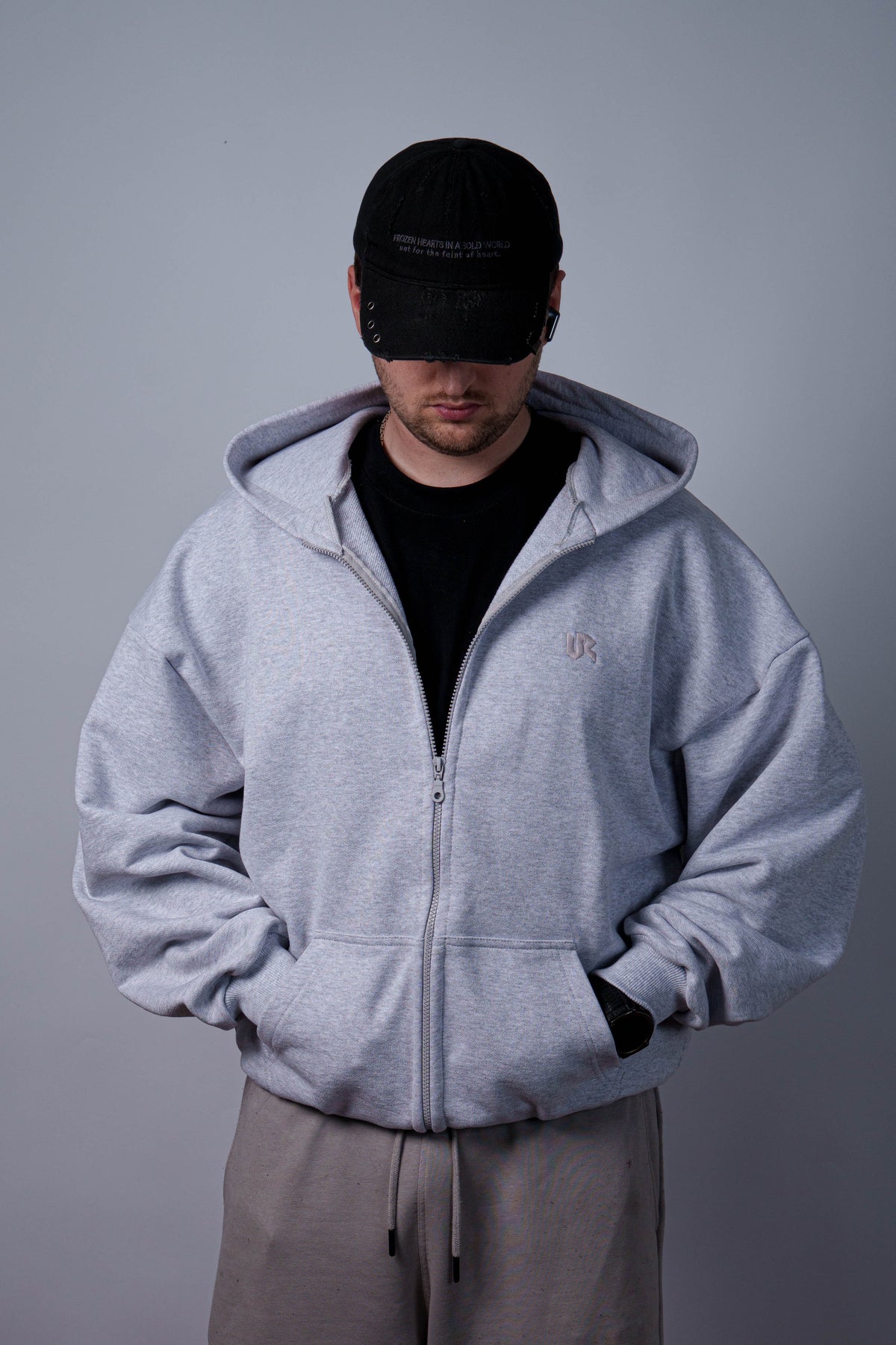 Zip Ultra Heavy Grey Hoodie 500GSM