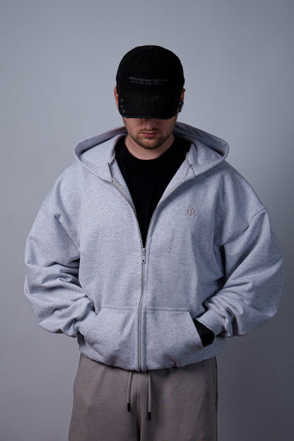 Zip Ultra Heavy Grey Hoodie 500GSM