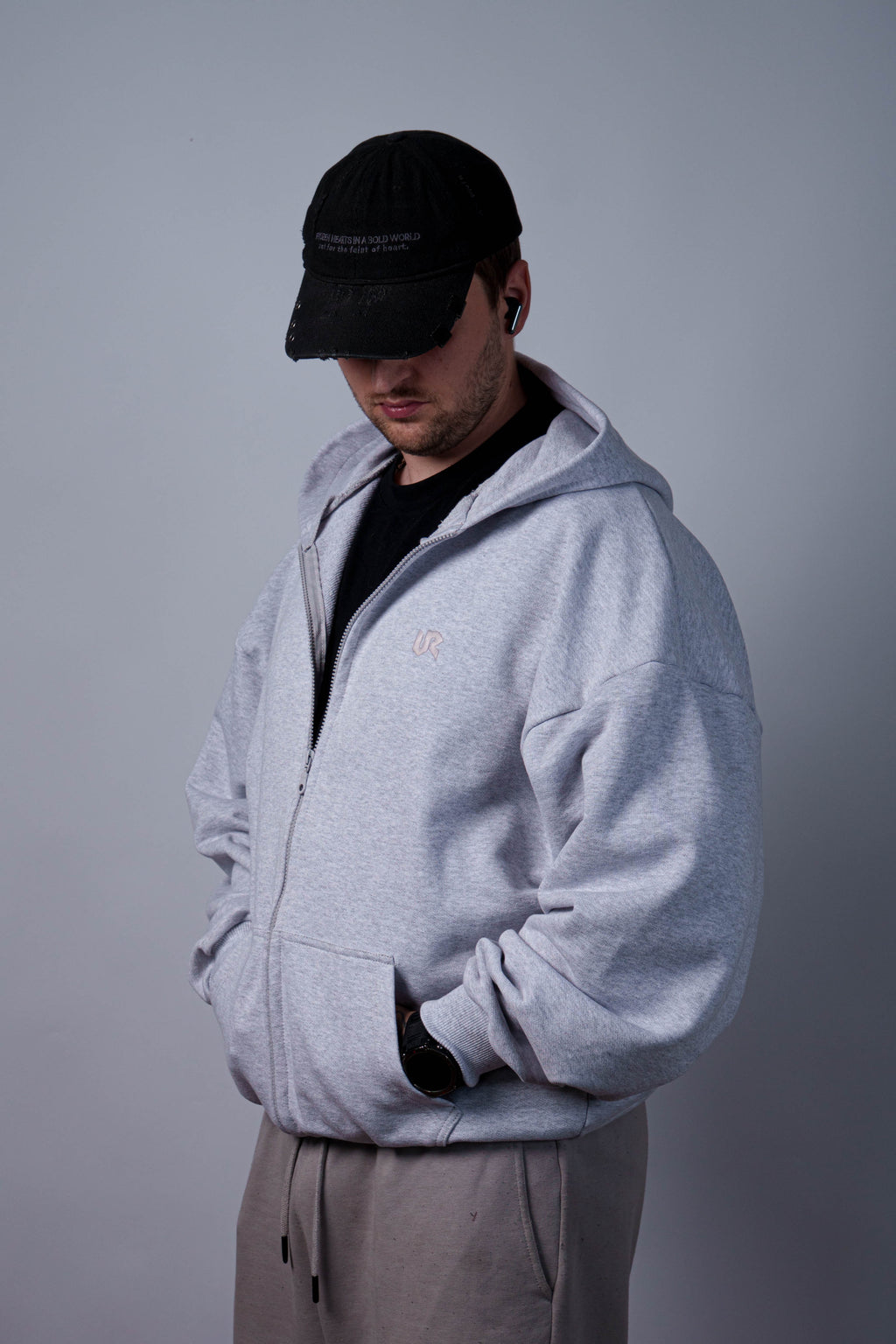 Zip Ultra Heavy Grey Hoodie 500GSM