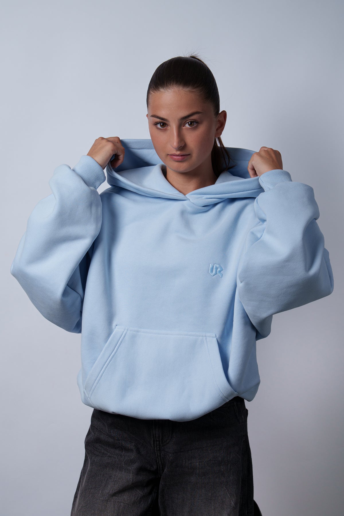 Peach Skin Baby Blue Hoodie 350GSM