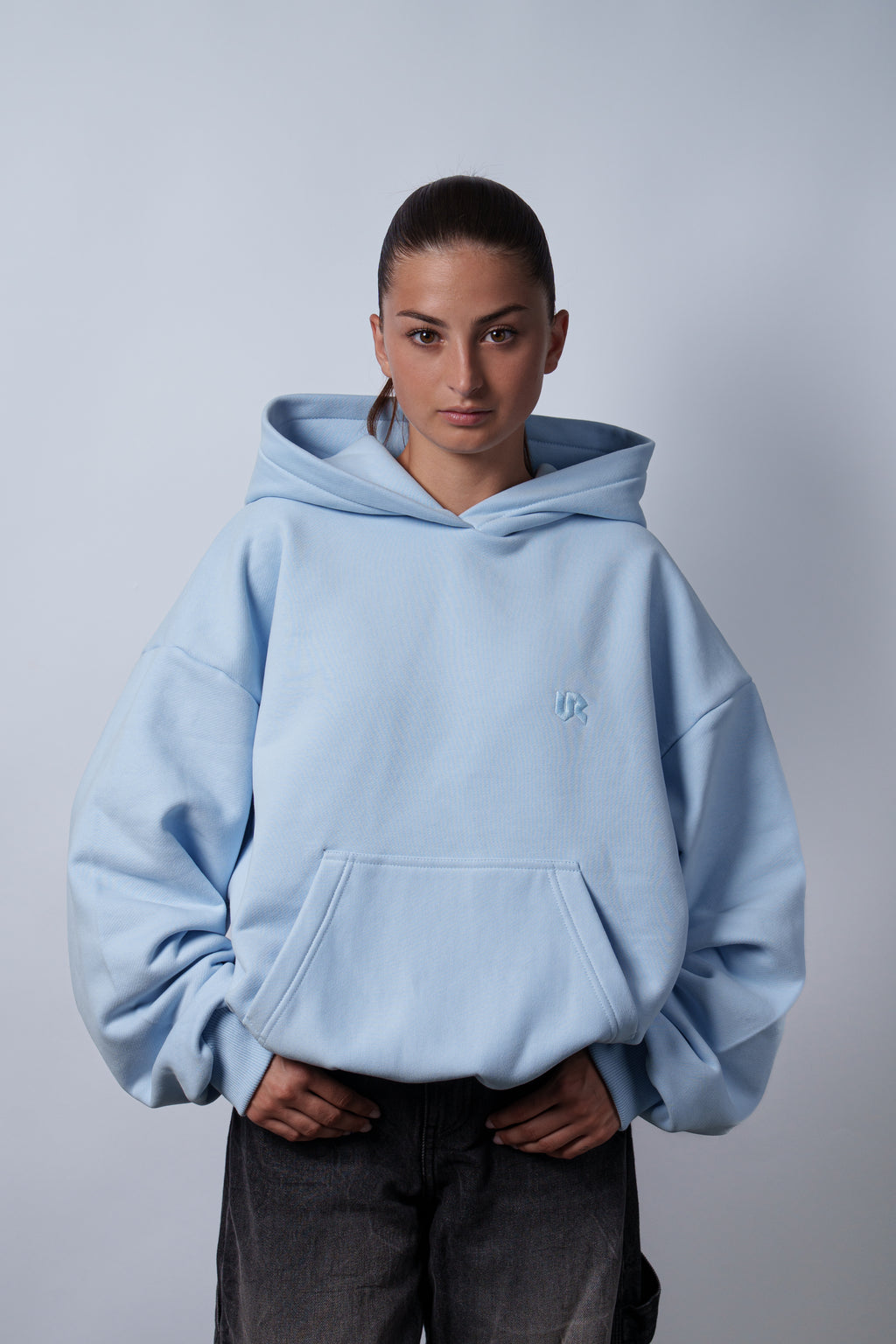 Peach Skin Baby Blue Hoodie 350GSM