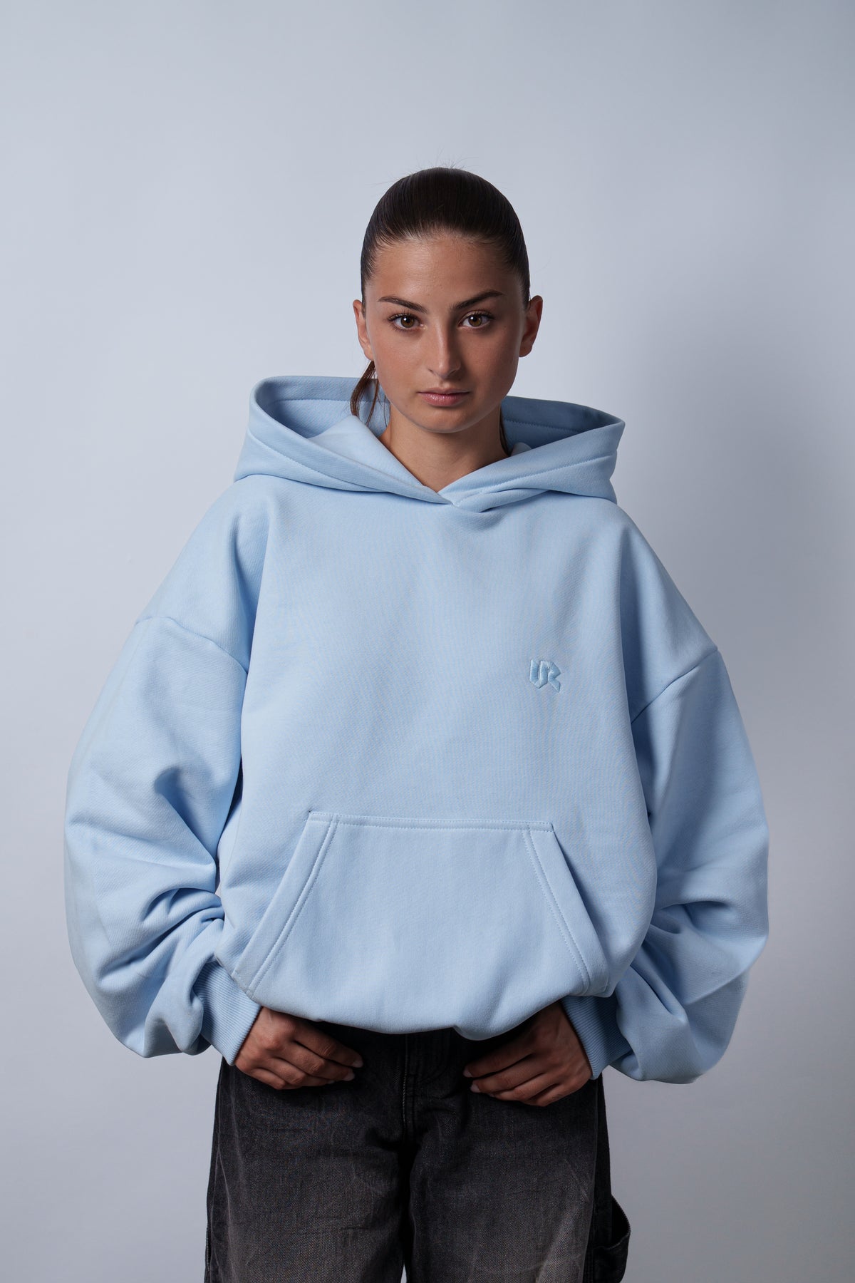 Peach Skin Baby Blue Hoodie 350GSM