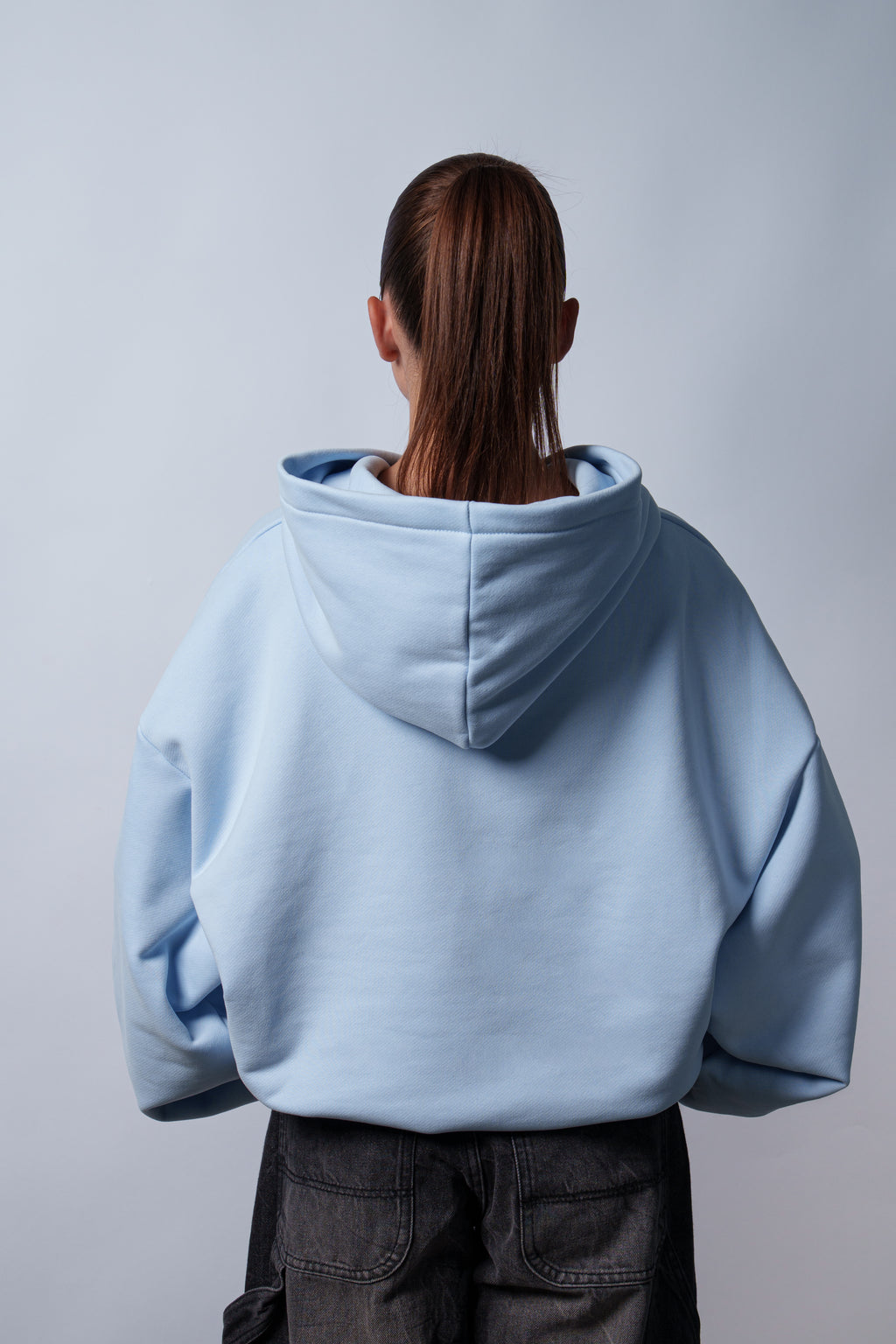 Peach Skin Baby Blue Hoodie 350GSM