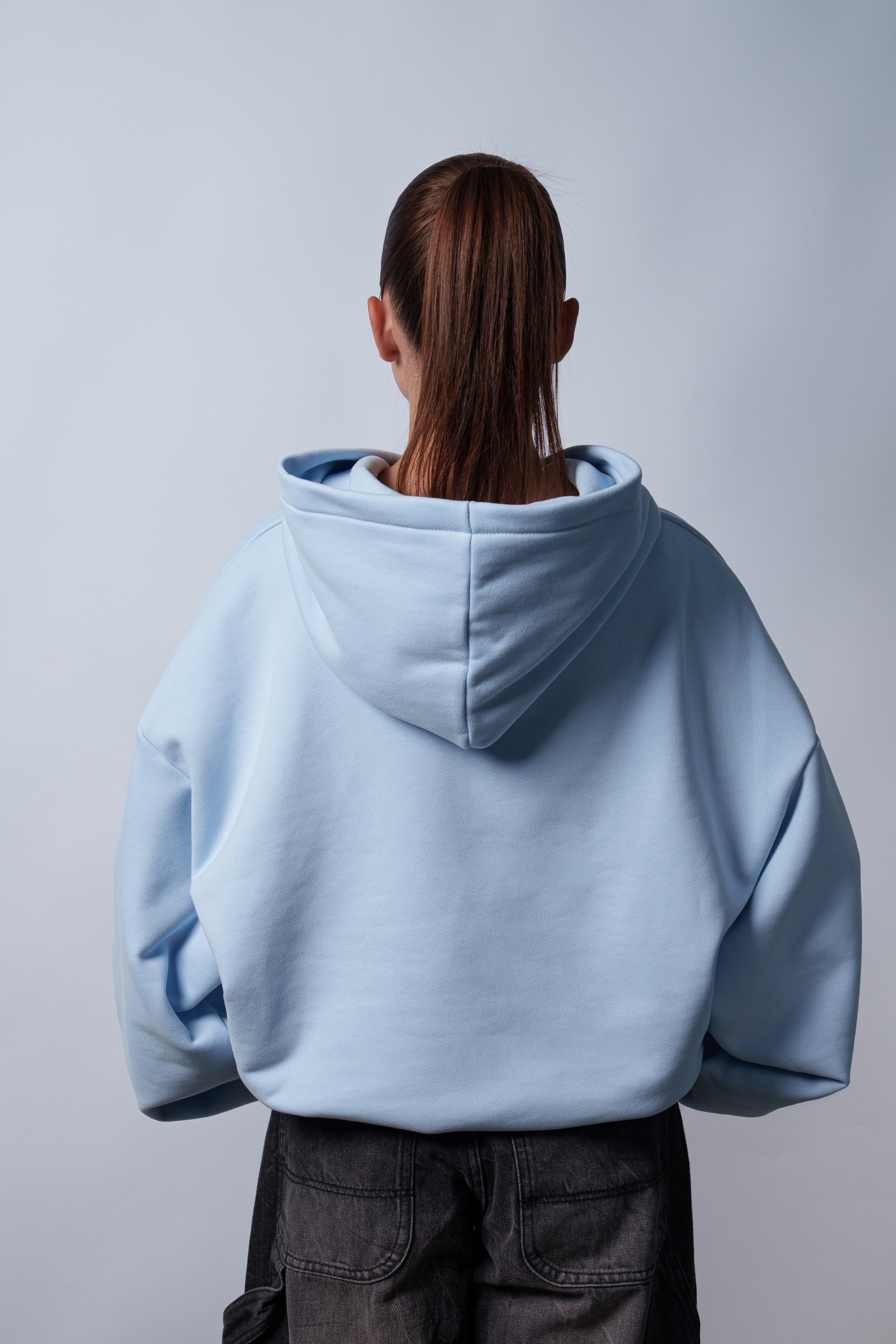 Peach Skin Baby Blue Hoodie 350GSM