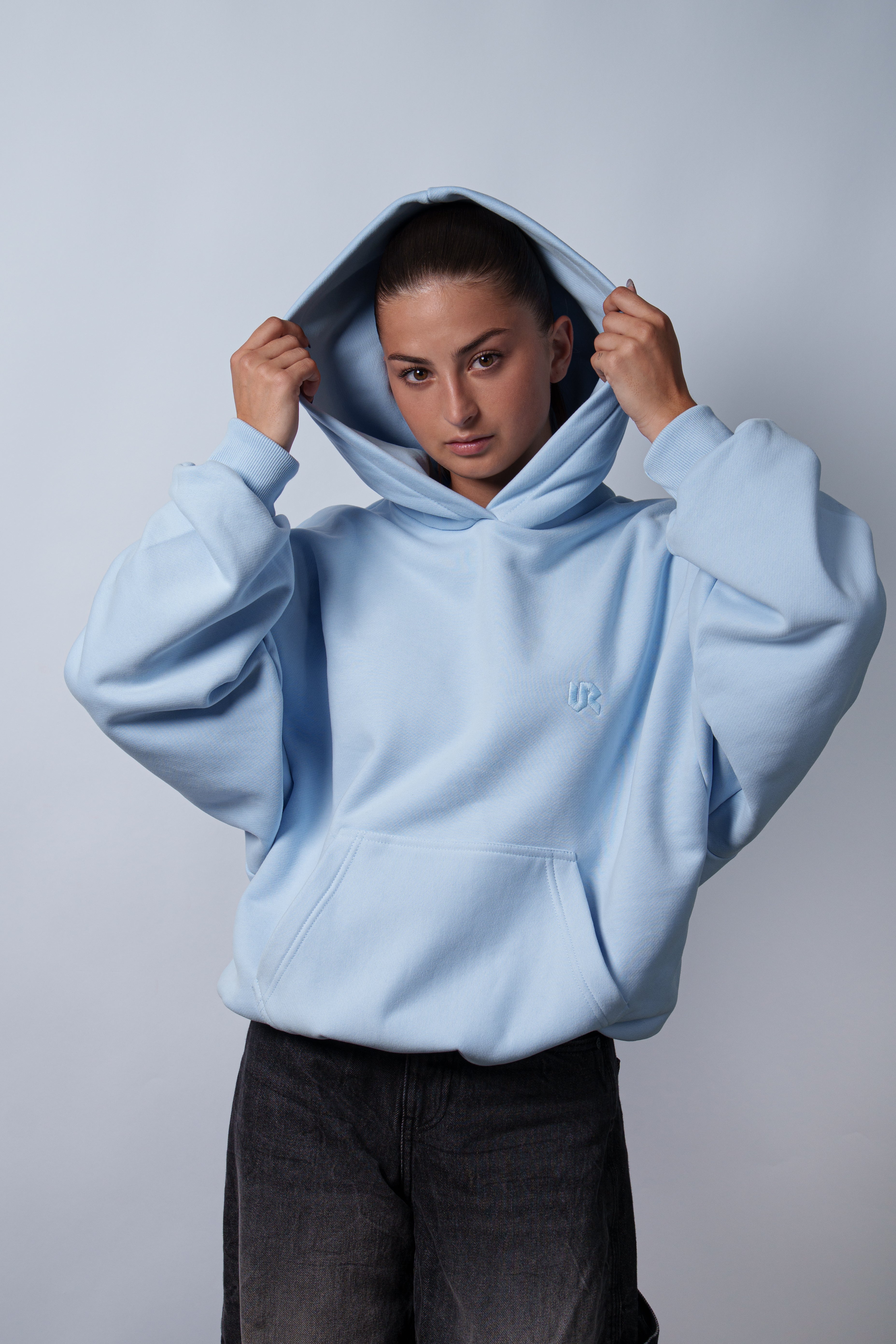 Peach Skin Baby Blue Hoodie 350GSM