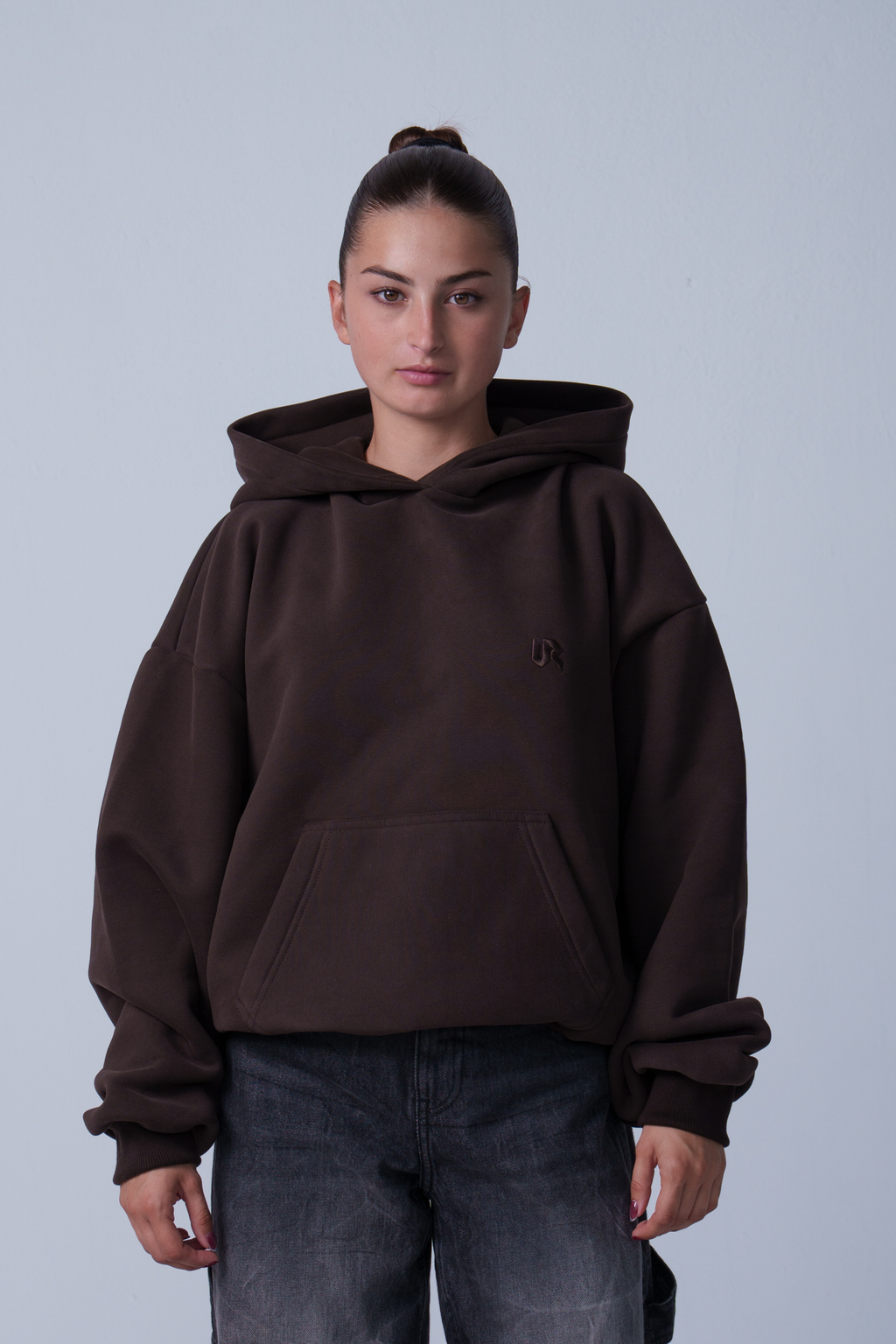 Peach Skin Brown Hoodie 350GSM