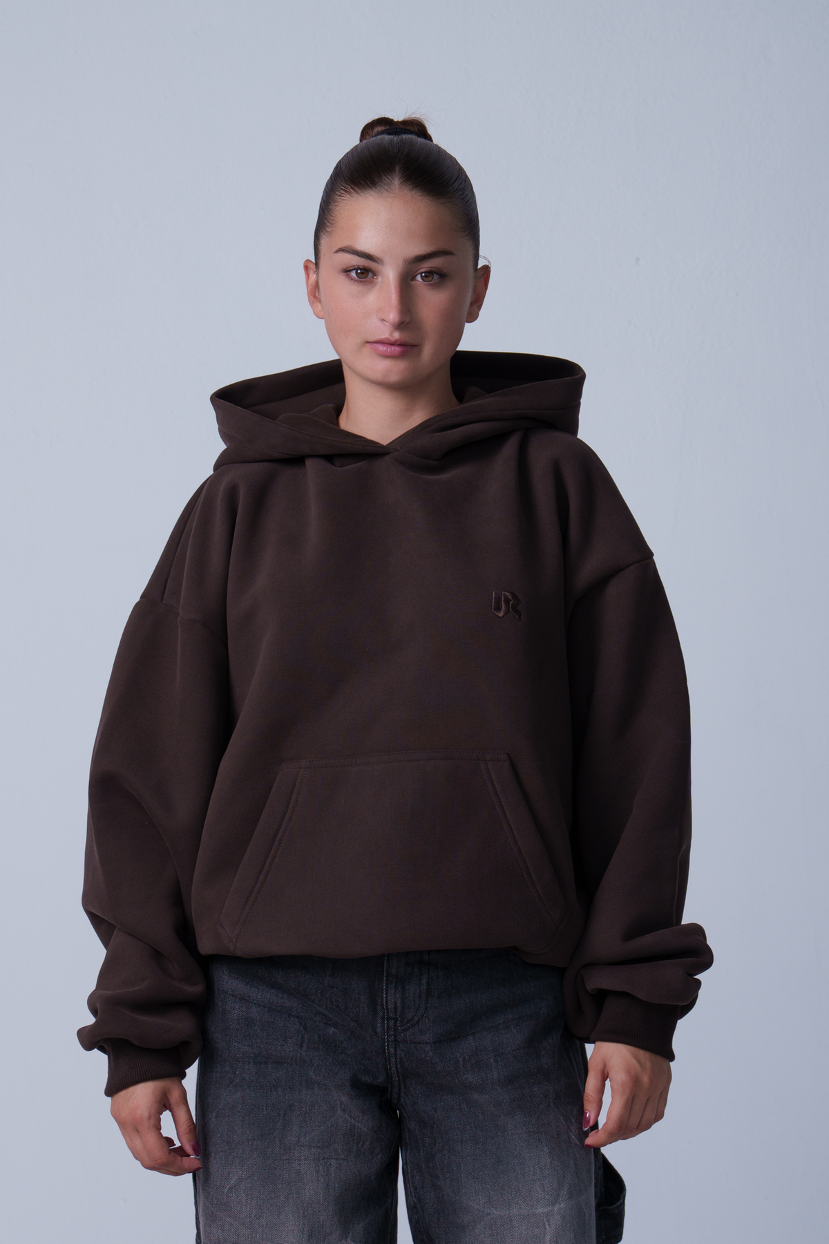 Peach Skin Brown Hoodie 350GSM