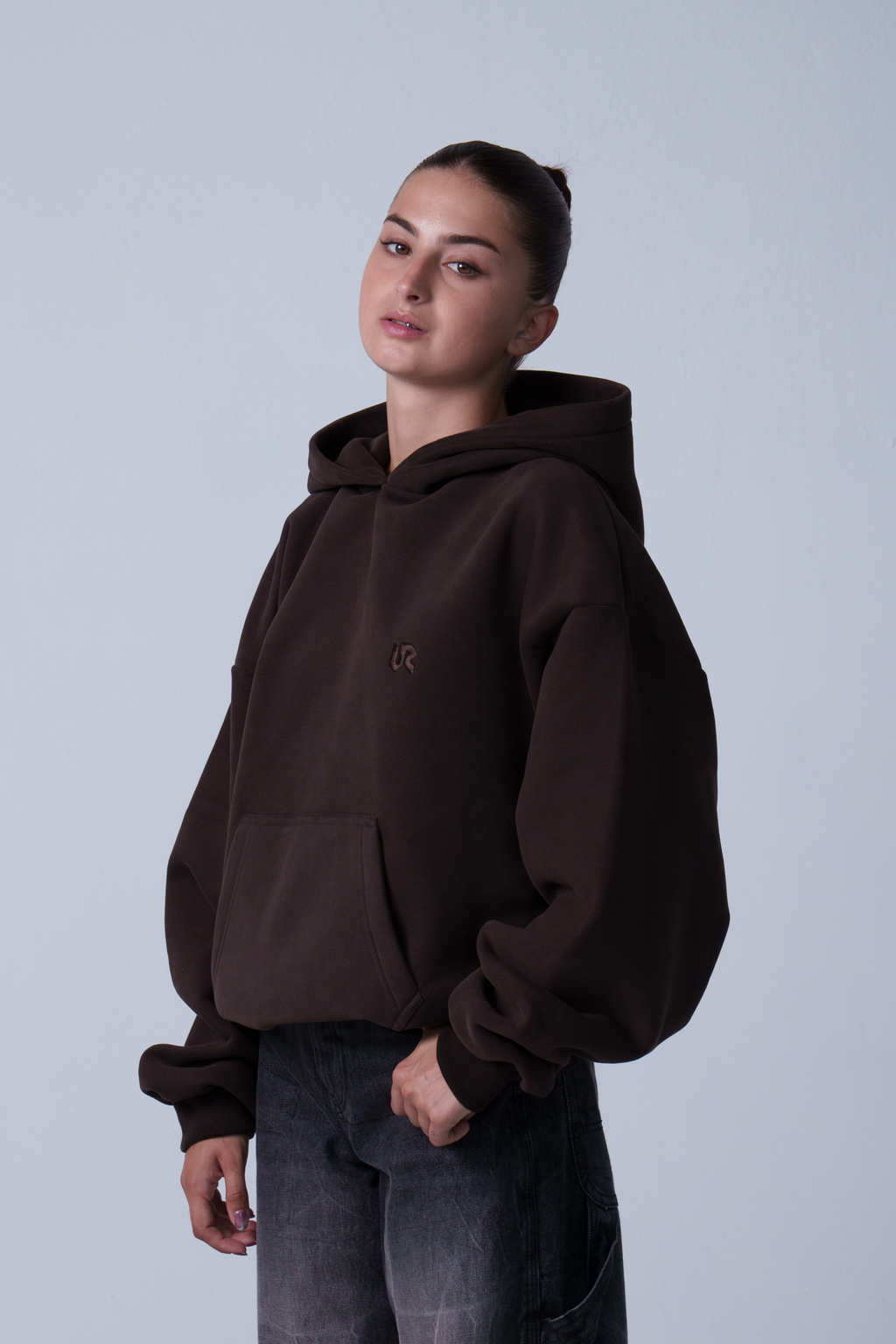 Peach Skin Brown Hoodie 350GSM