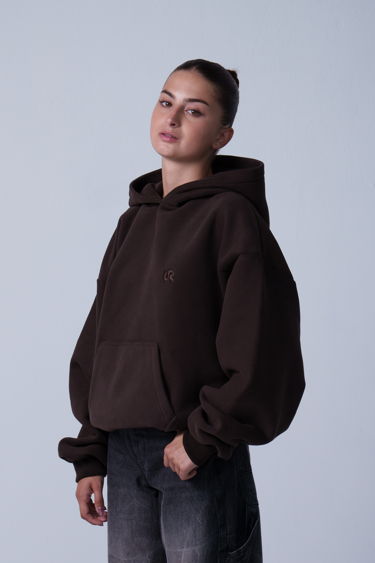 Peach Skin Brown Hoodie 350GSM