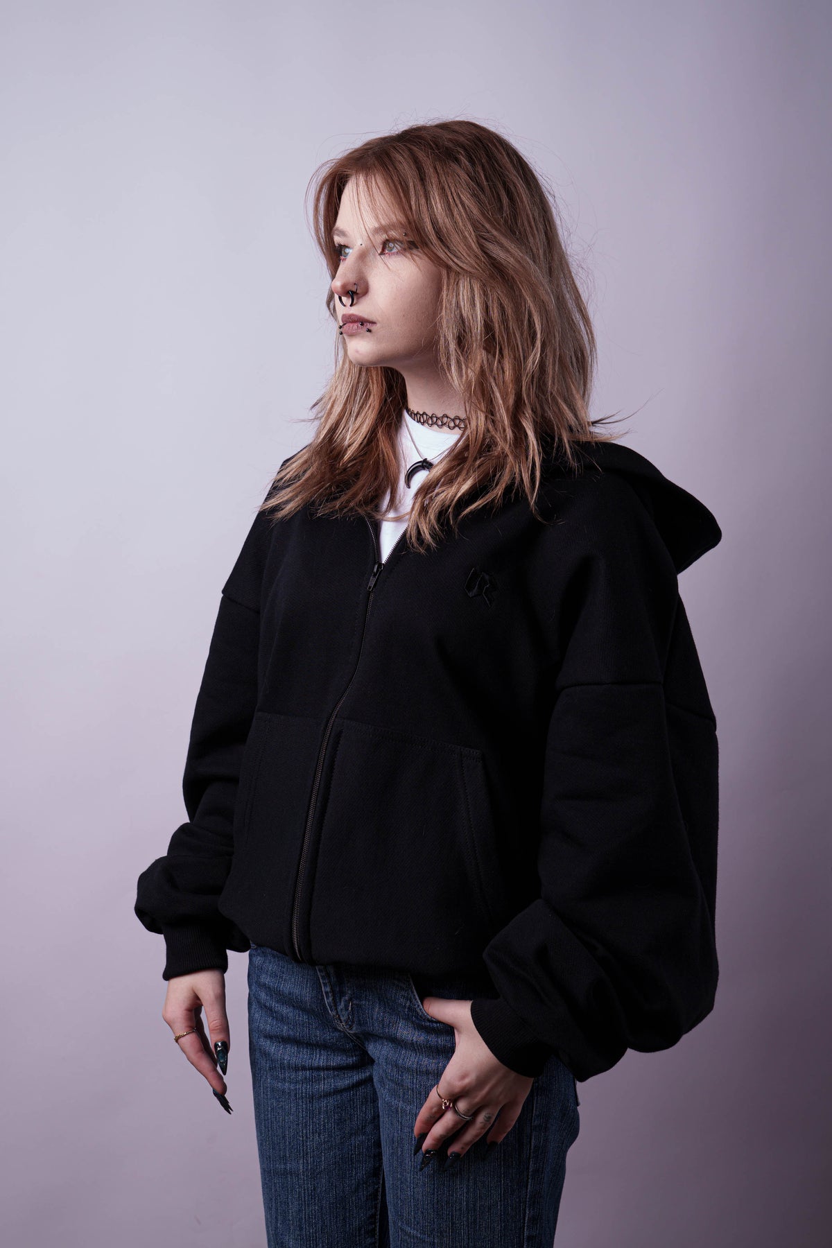 Zip Ultra Heavy Black Hoodie 500GSM