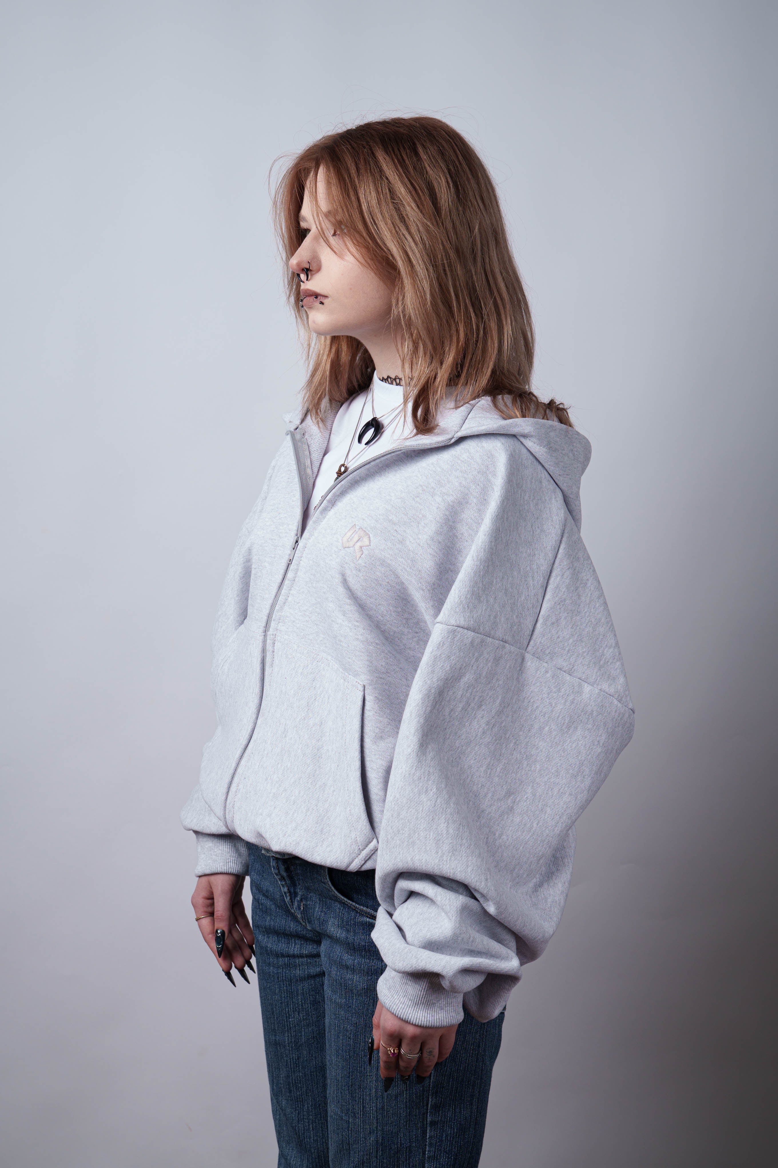 Zip Ultra Heavy Grey Hoodie 500GSM