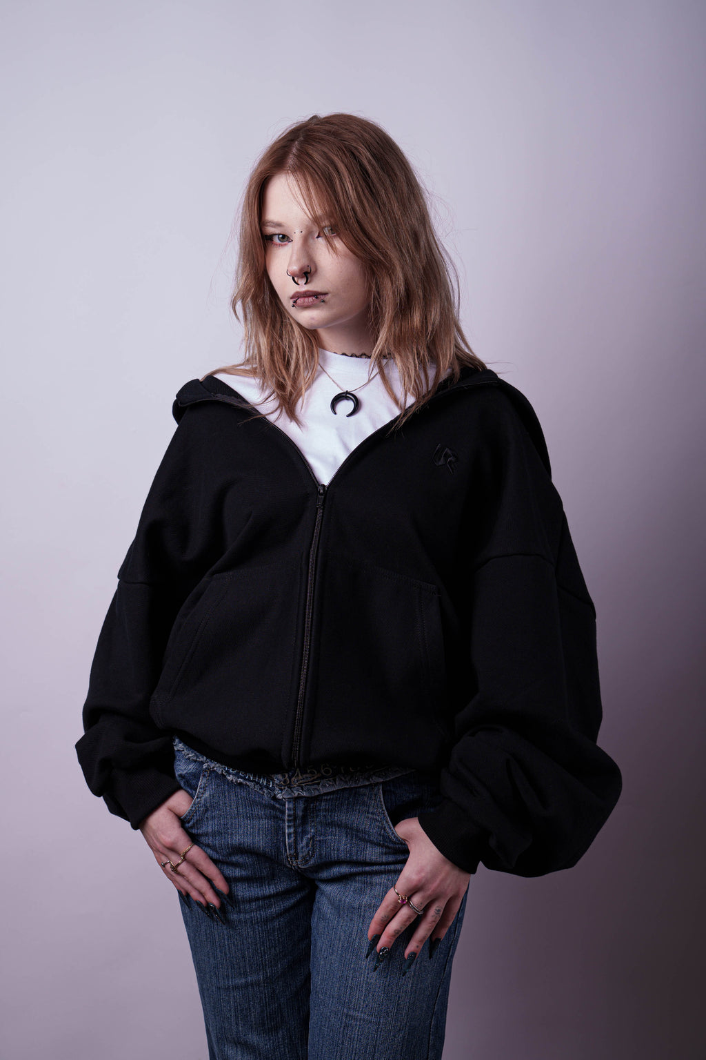 Zip Ultra Heavy Black Hoodie 500GSM