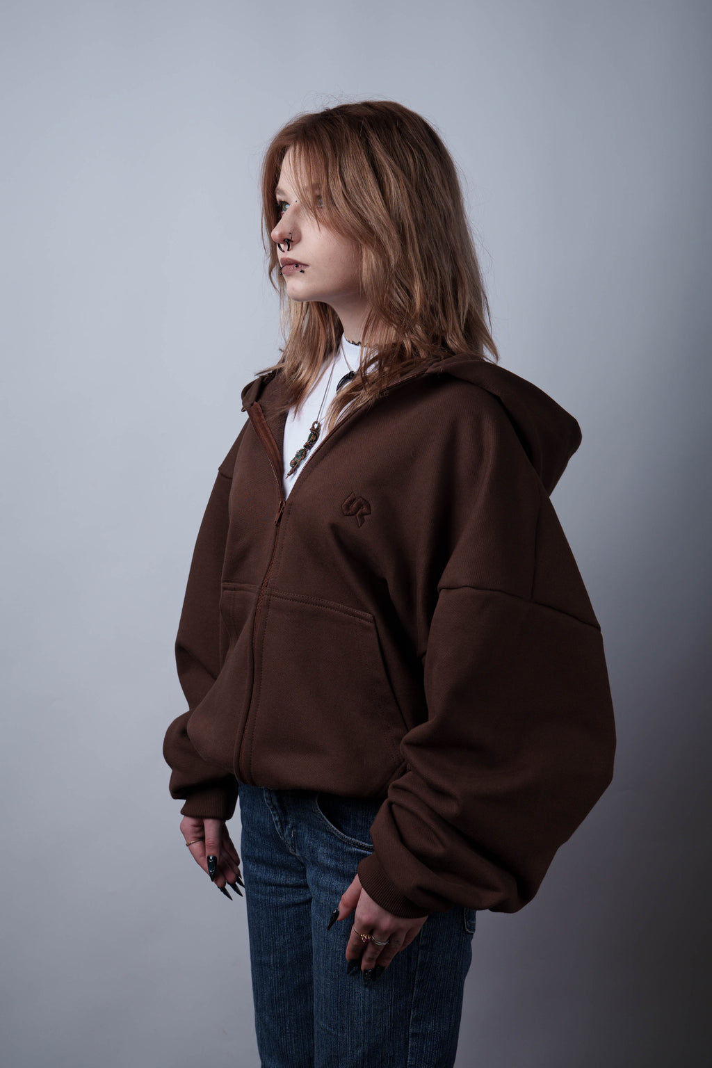 Zip Ultra Heavy Brown Hoodie 500GSM