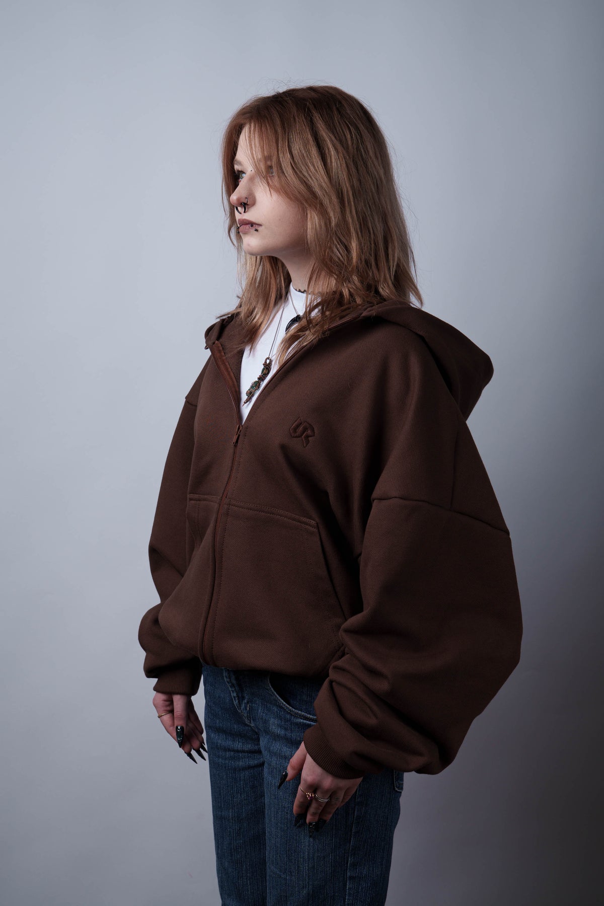 Zip Ultra Heavy Brown Hoodie 500GSM