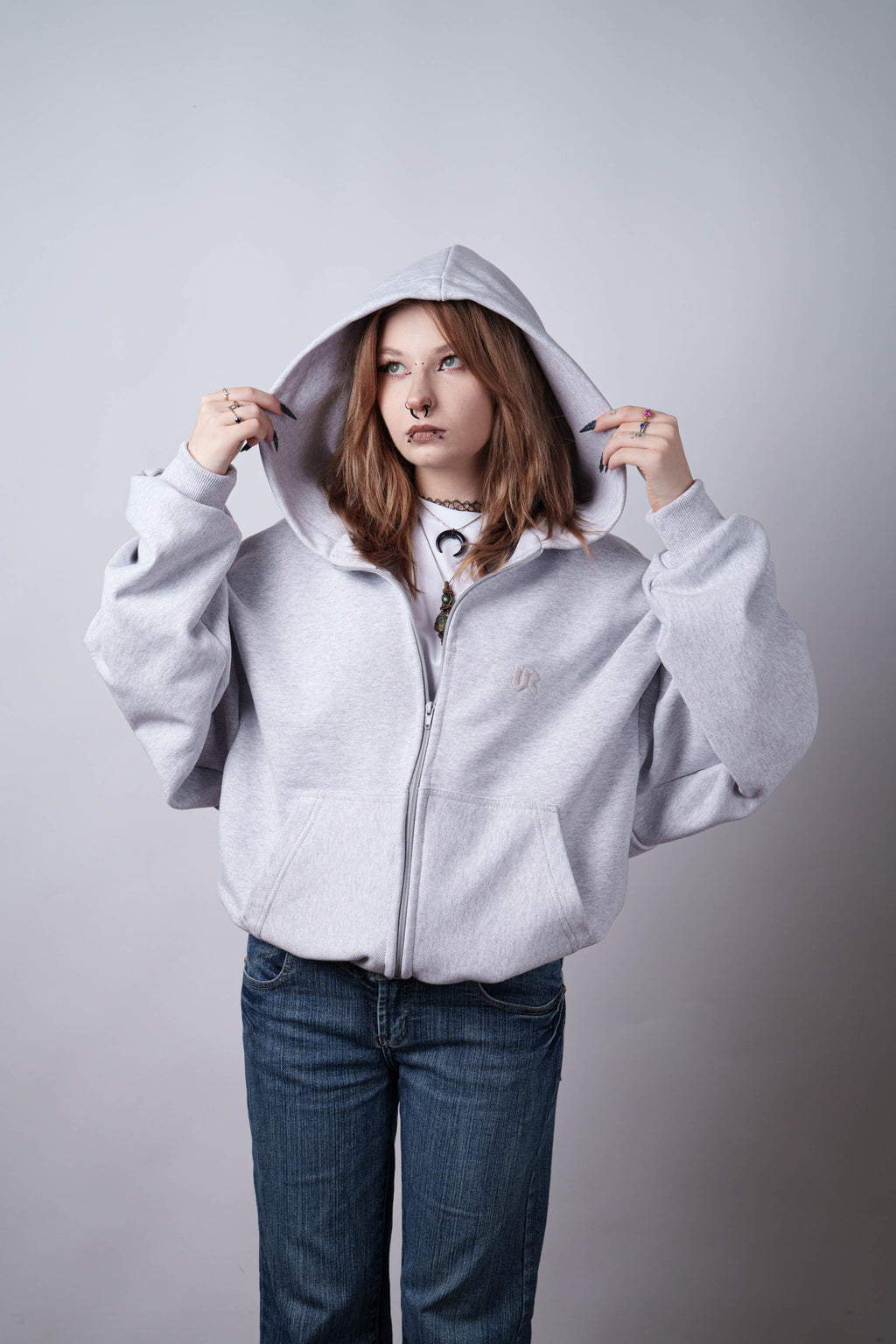 Zip Ultra Heavy Grey Hoodie 500GSM