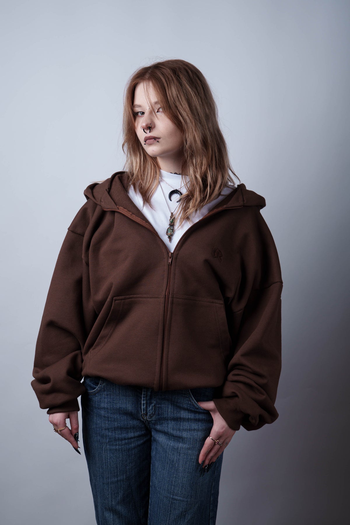 Zip Ultra Heavy Brown Hoodie 500GSM